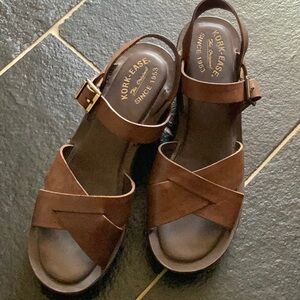 Kork-Ease Women's Chocolate Brown Leather Platform Sandals 11